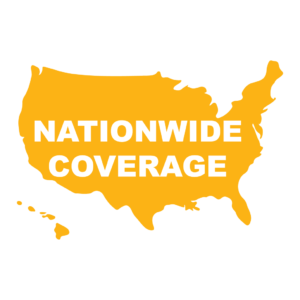 A green background with the words nationwide coverage in white.